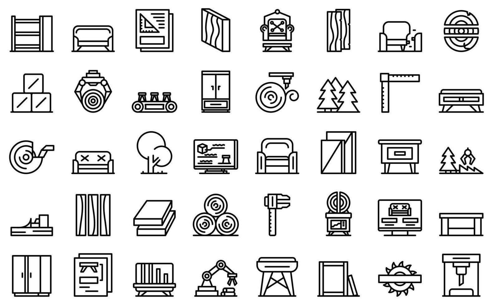 Furniture manufacture icons set outline vector. Making assemble vector