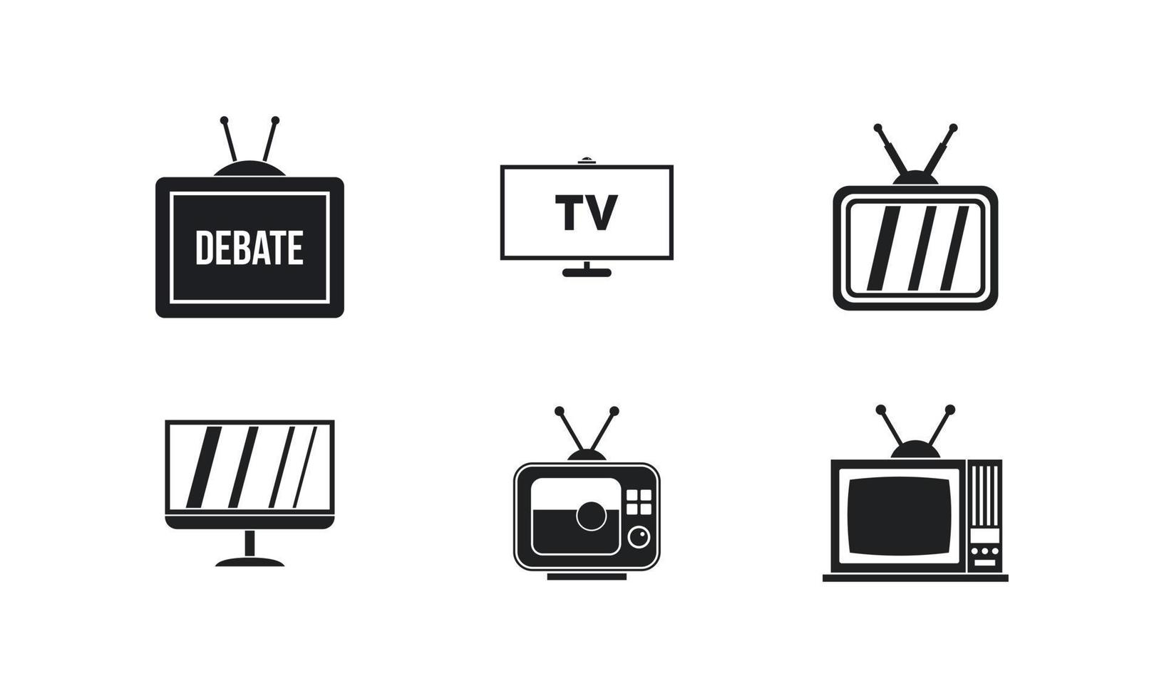 conjunto de iconos de tv, estilo simple vector