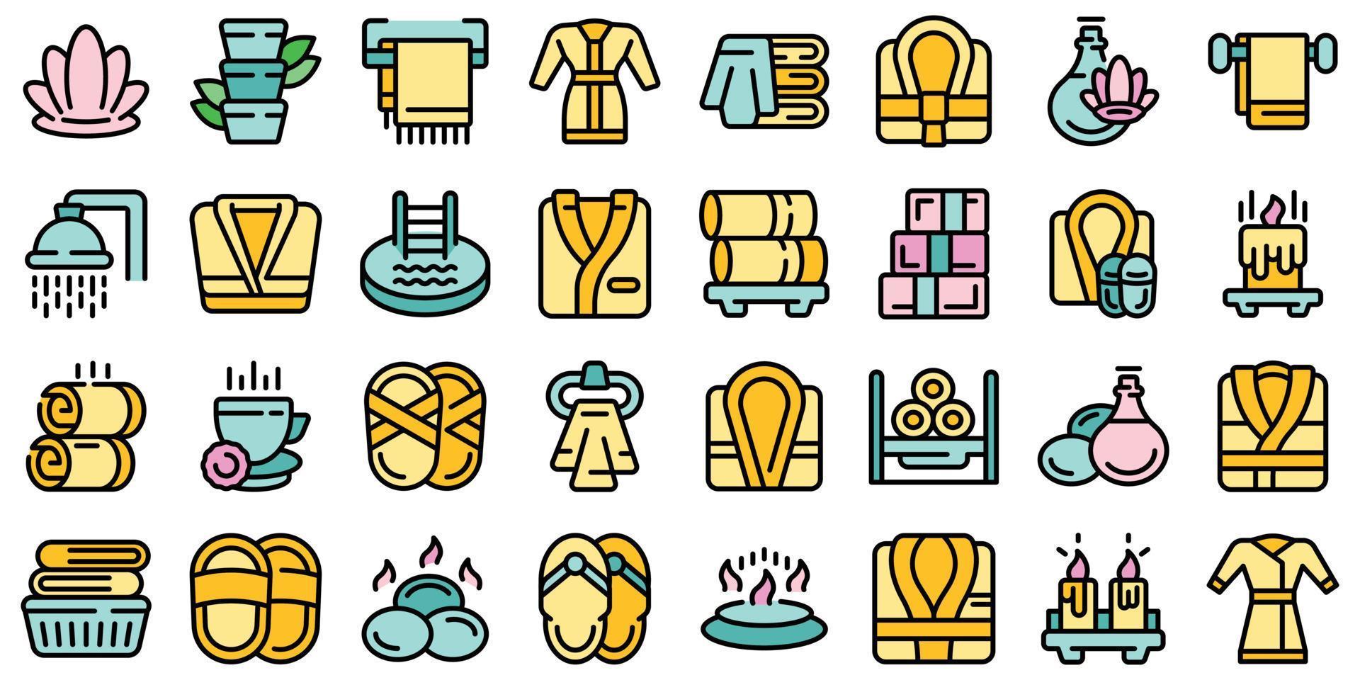 Spa clothing icons set vector flat