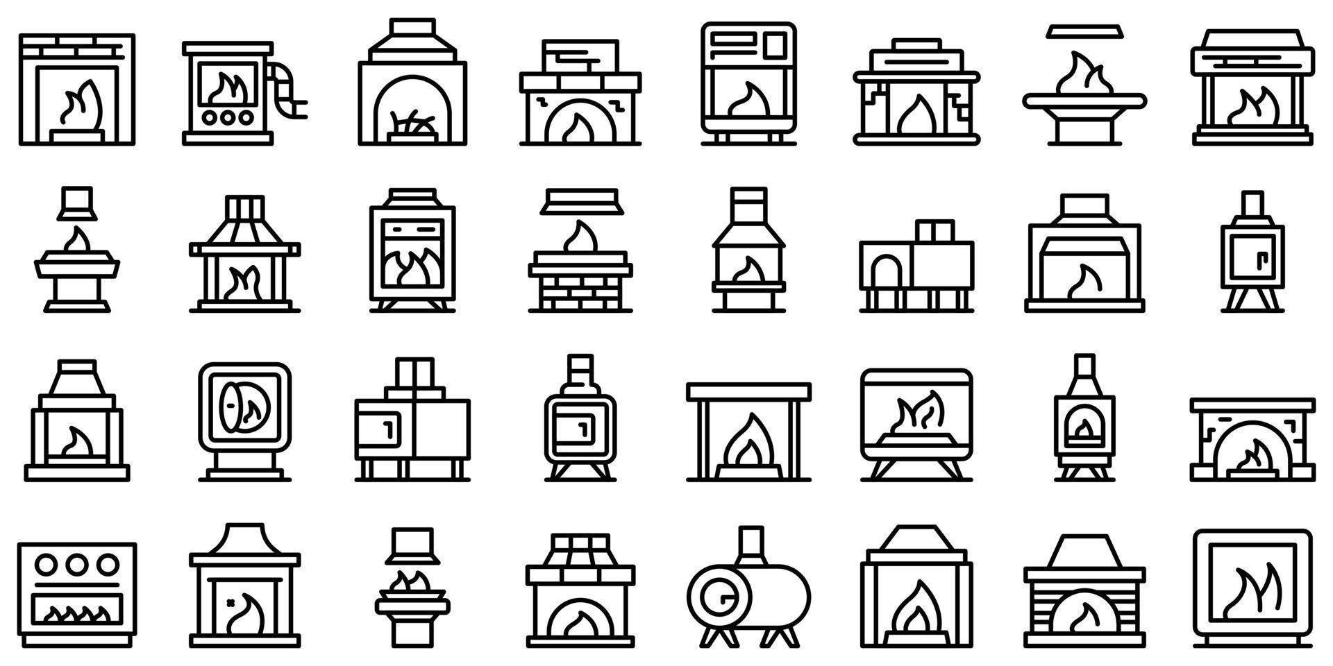 Furnace icons set outline vector. Industrial gas vector