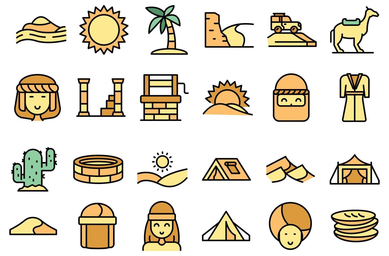 Bedouins icons set vector flat