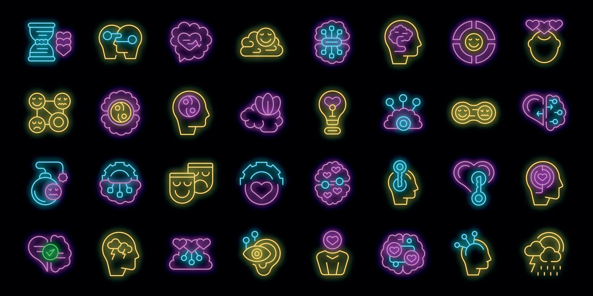 Emotional intelligence icons set outline vector. Control feeling vector neon