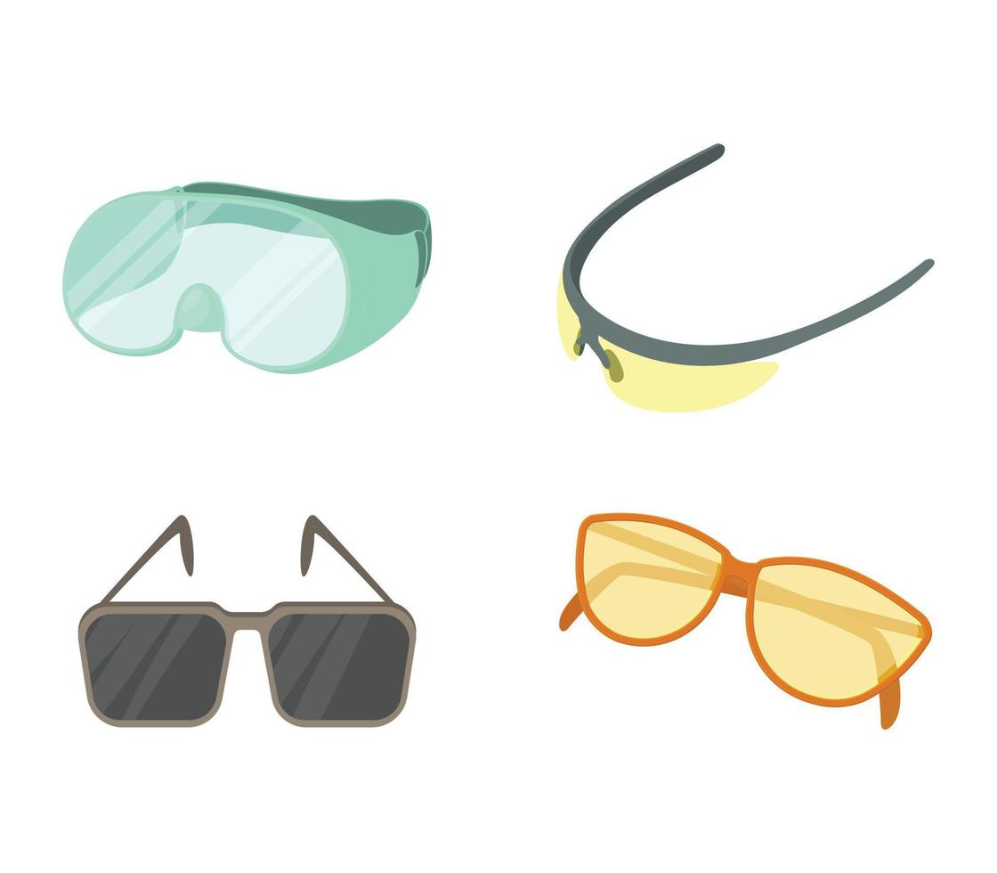 conjunto de iconos de gafas deportivas, estilo de dibujos animados vector