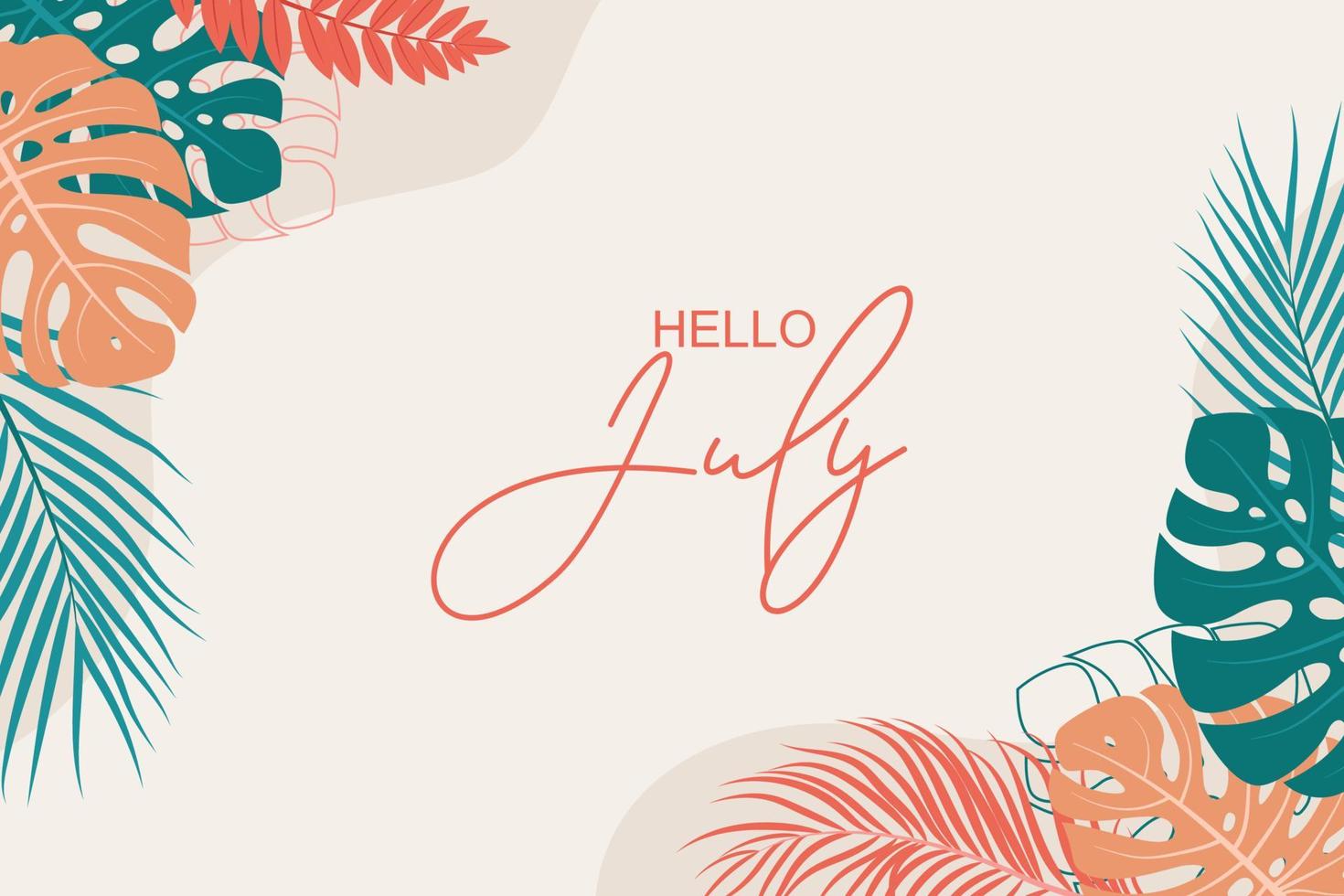 Hello july greetings with soft background design vector