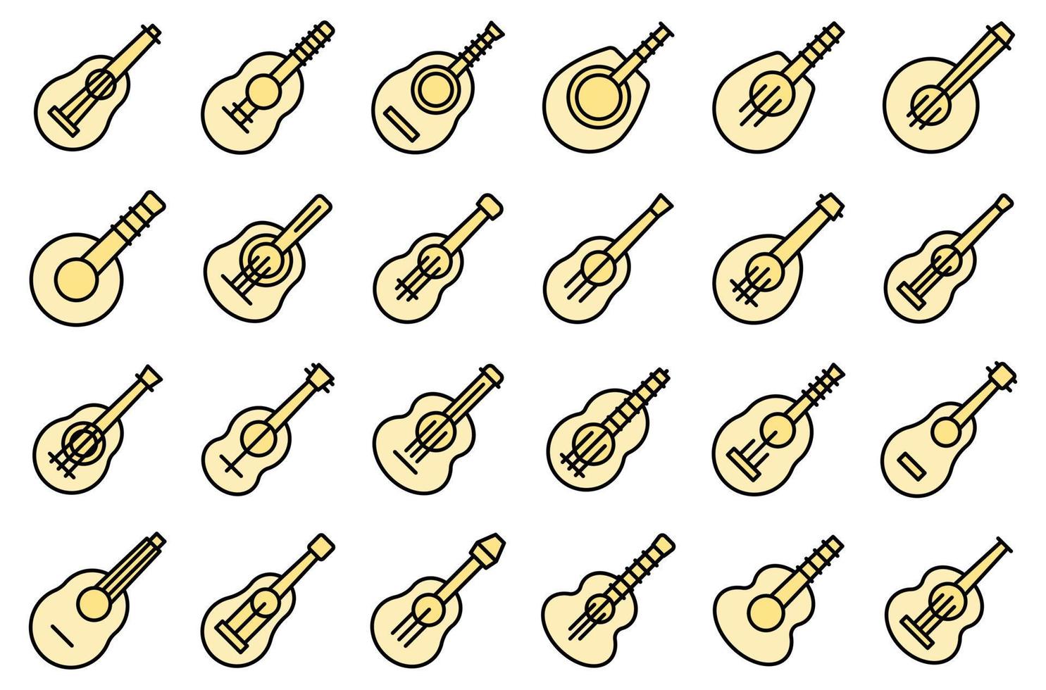 Ukulele icons set vector flat