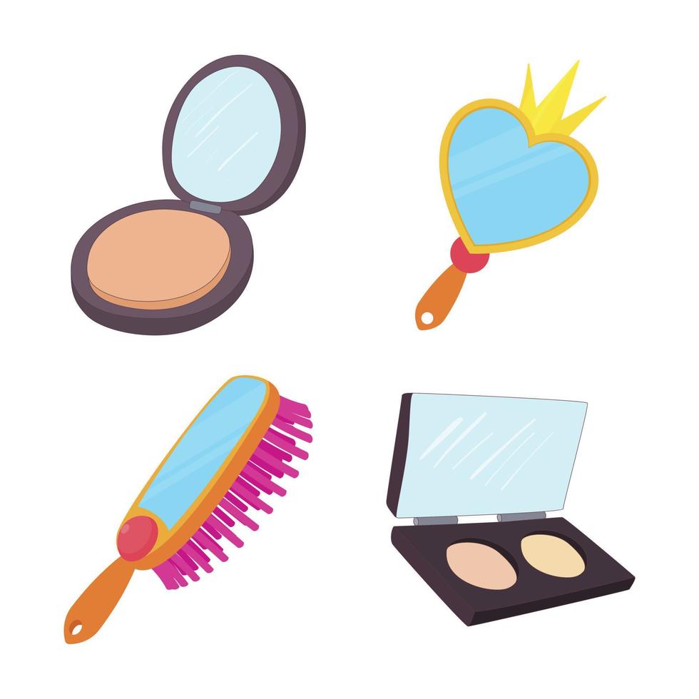 Mirror icon set, cartoon style vector