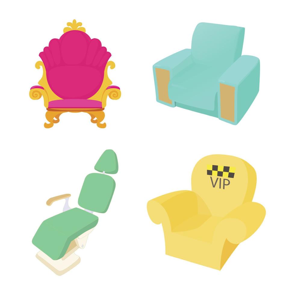 conjunto de iconos de sillón, estilo de dibujos animados vector