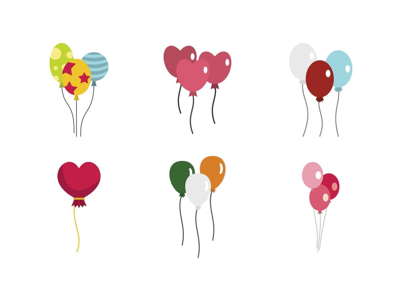 Ballons icon set, flat style vector