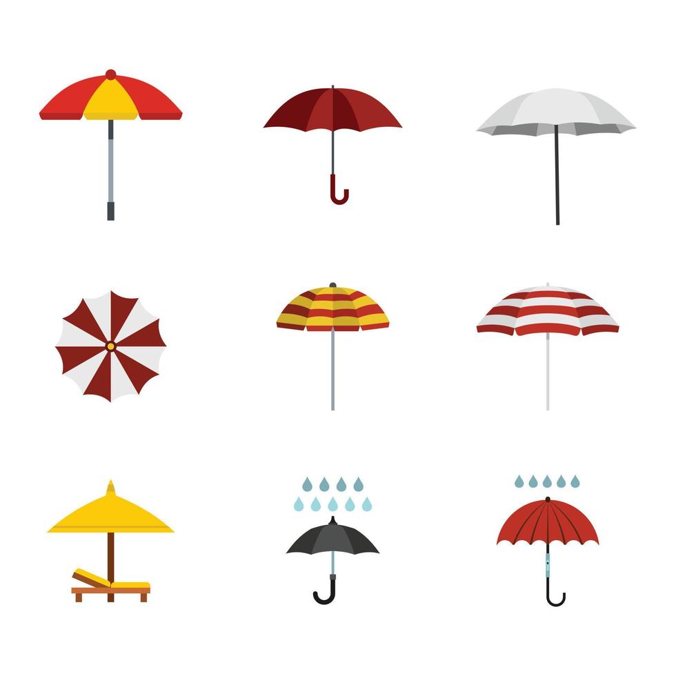 Umbrella icon set, flat style vector