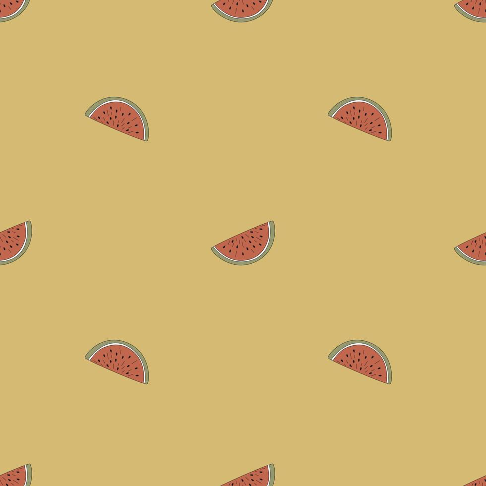 Seamless Pattern With Hand Drawn Watermelon Slices. Fruit Print. vector