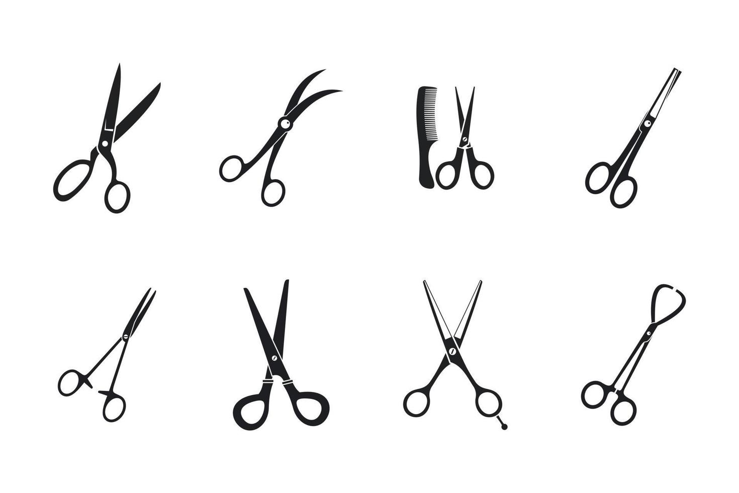Scissors icon set, simple style vector