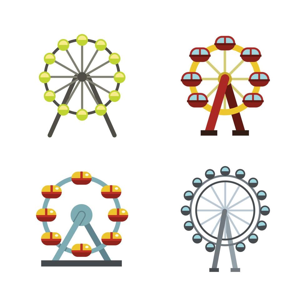 conjunto de iconos de rueda de la fortuna, estilo plano vector