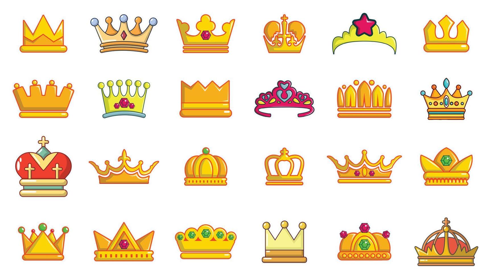 conjunto de iconos de corona, estilo de dibujos animados vector