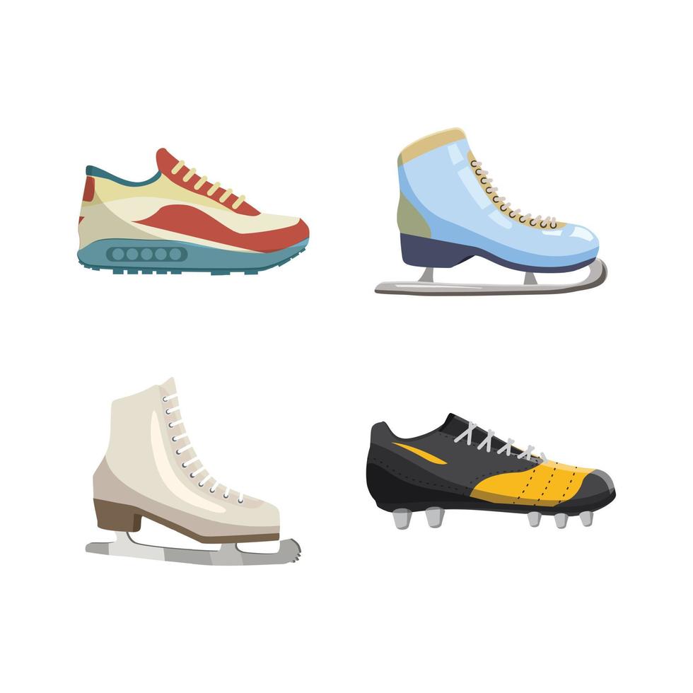 Sport shoes icon set, cartoon style vector