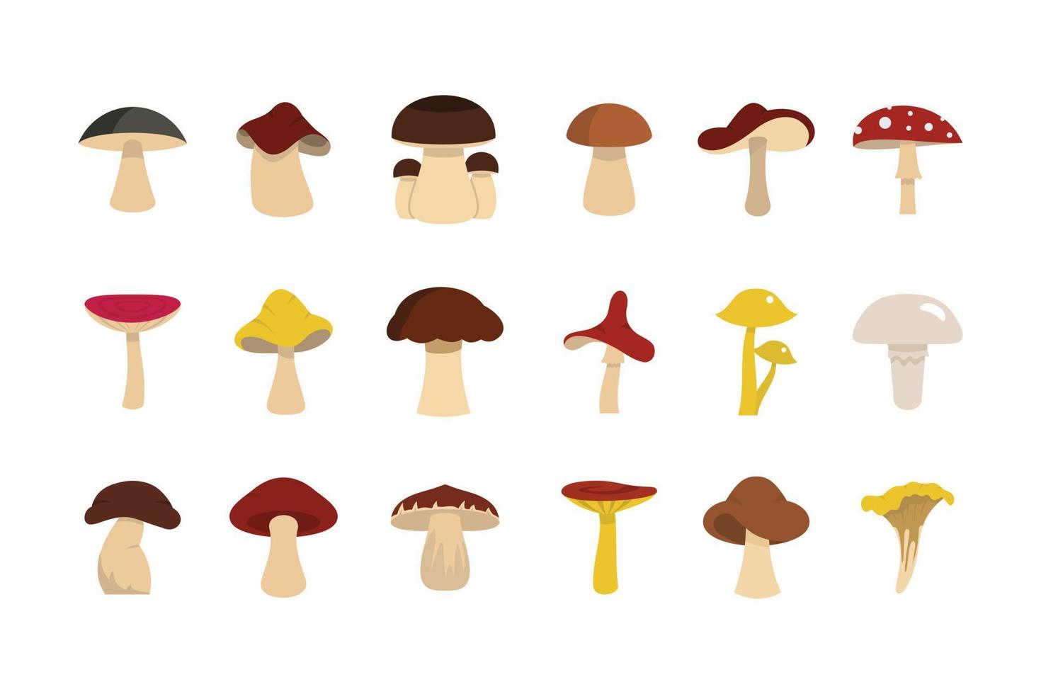 Mushroom icon set, flat style vector