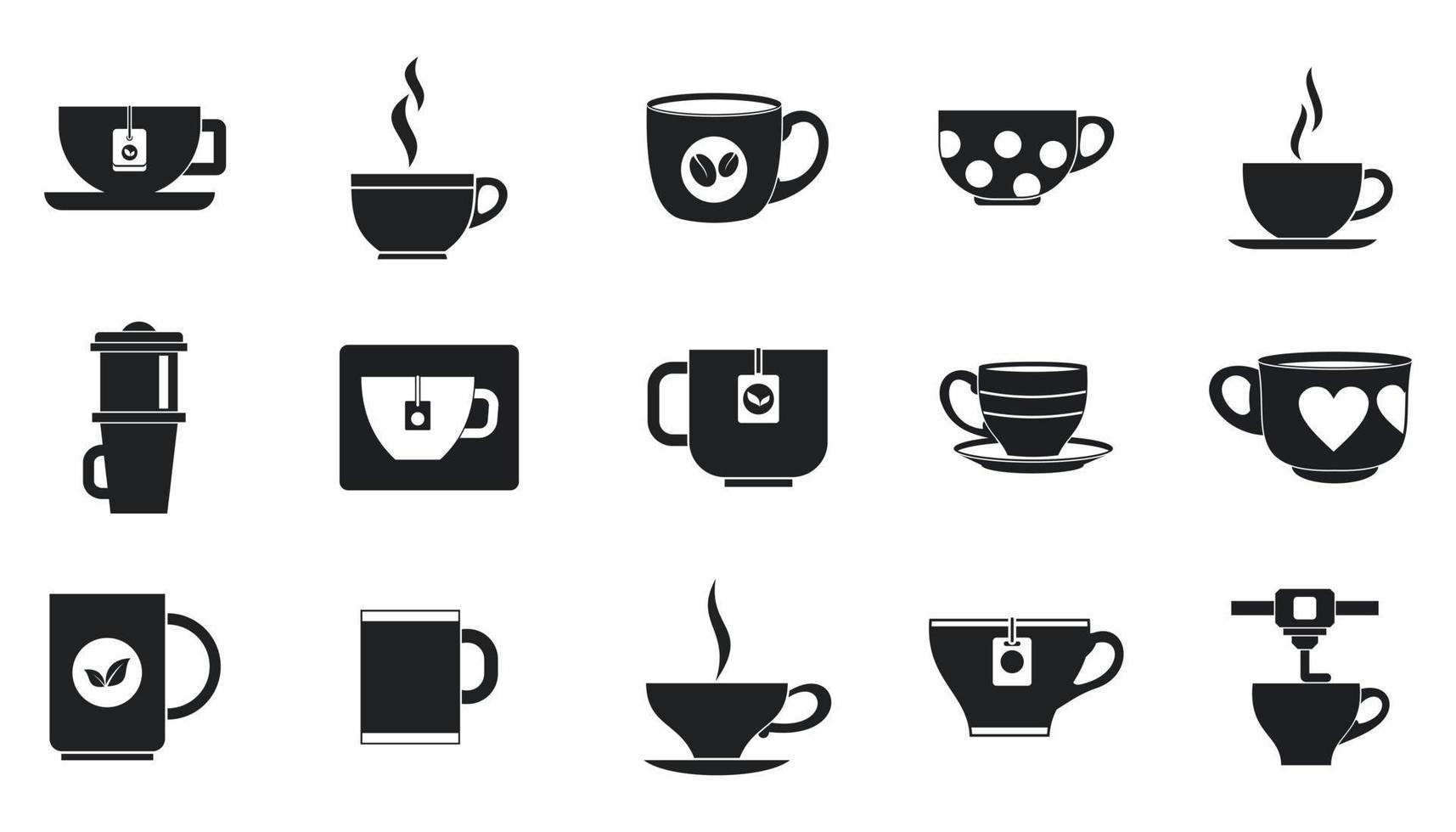 Cup icon set, simple style vector