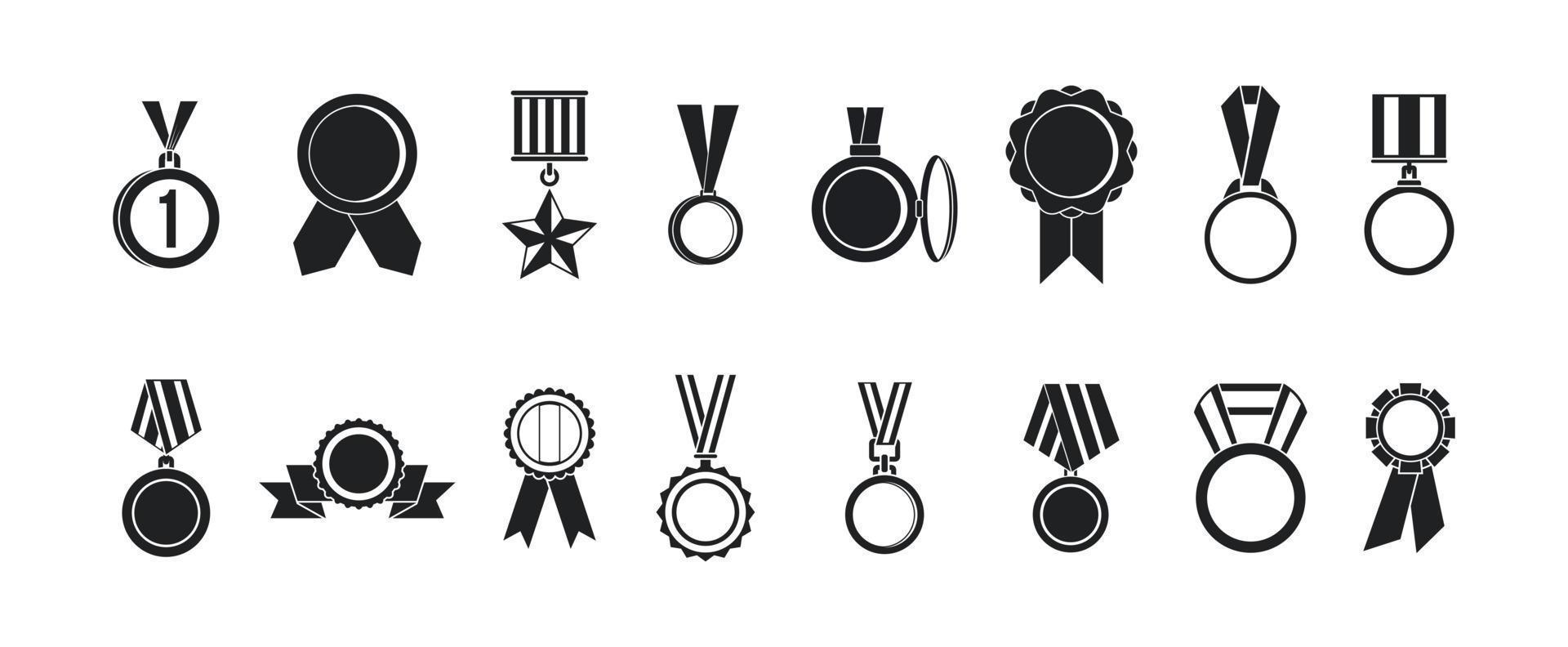 Medal icon set, simple style vector