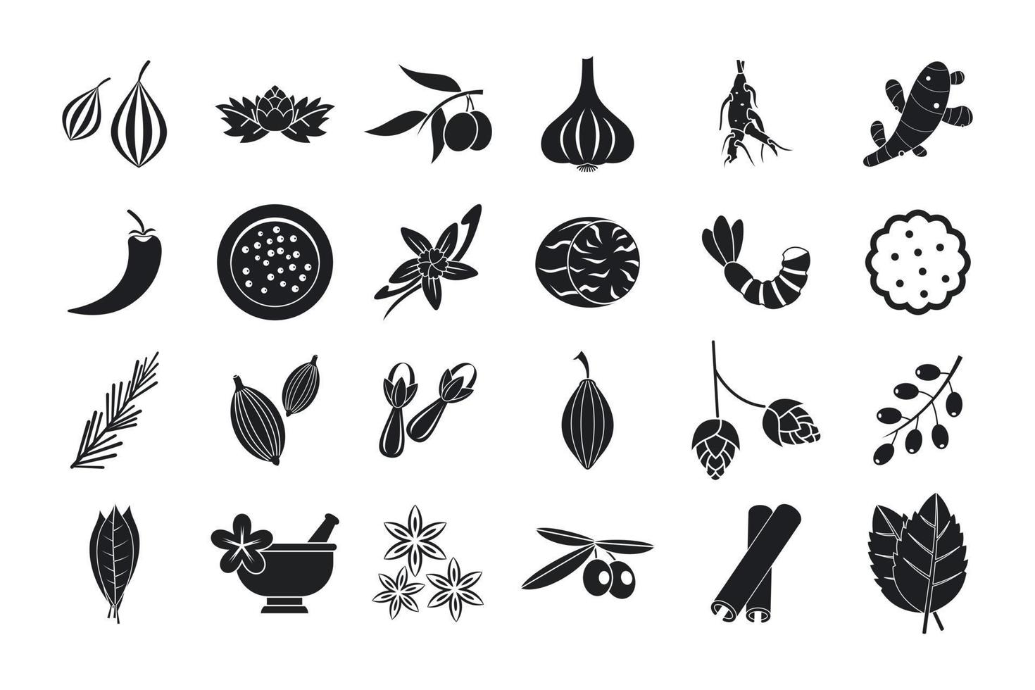 conjunto de iconos de especias, estilo simple vector
