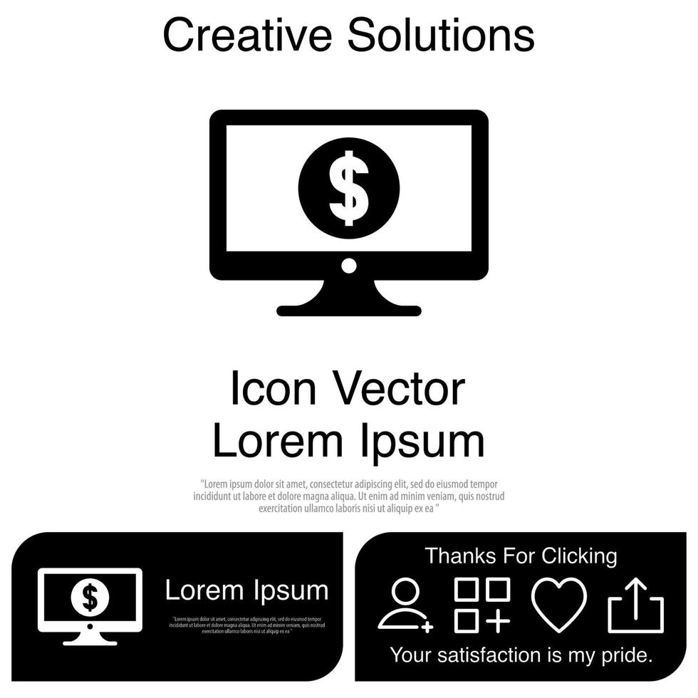 Money Computer Icon EPS 10 vector