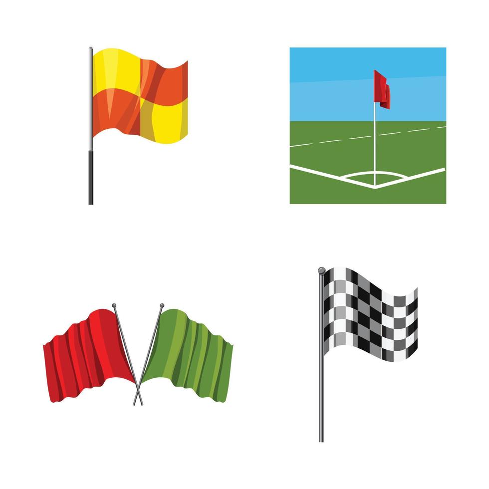 Flag icon set, cartoon style vector