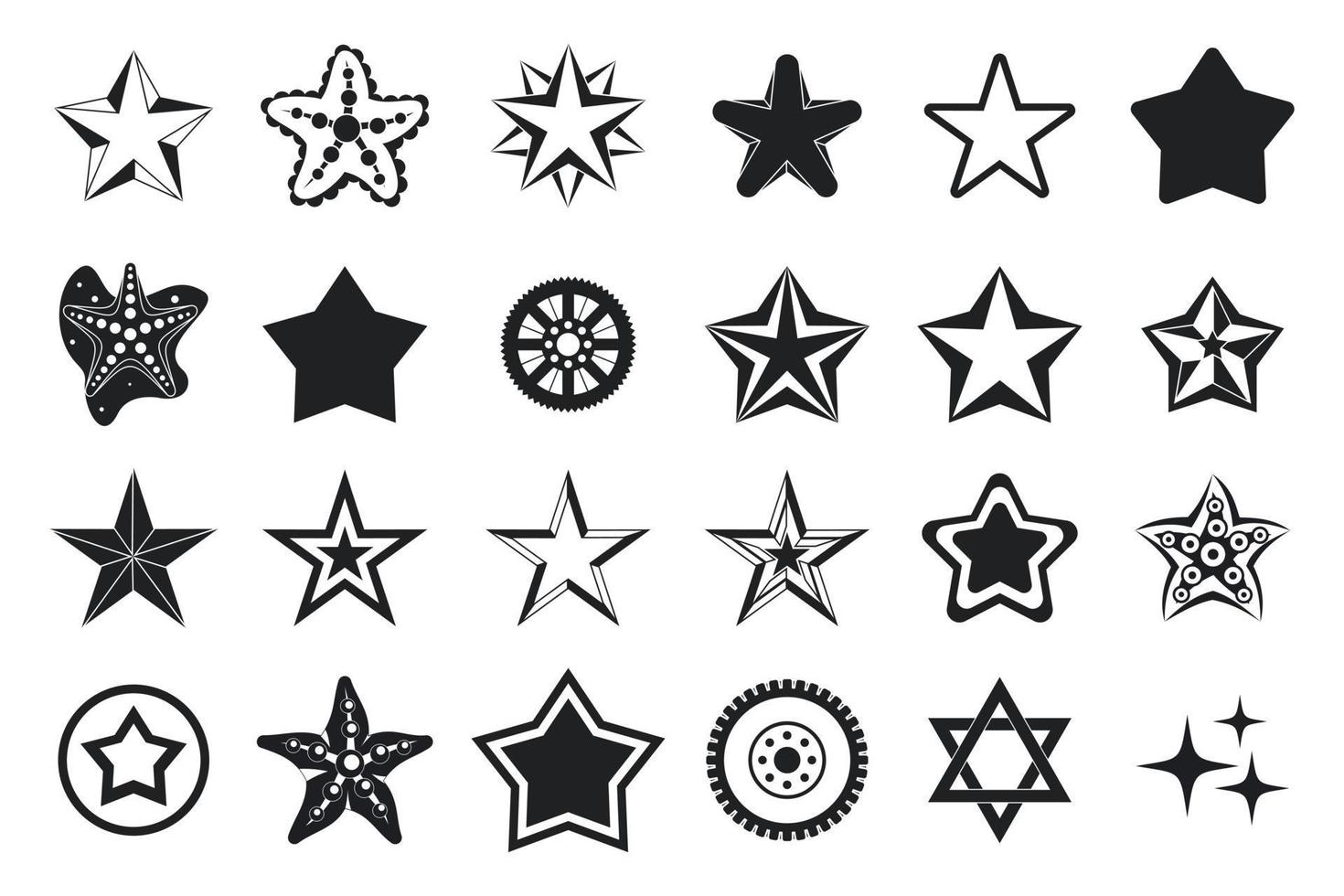 Stars icon set, simple style vector