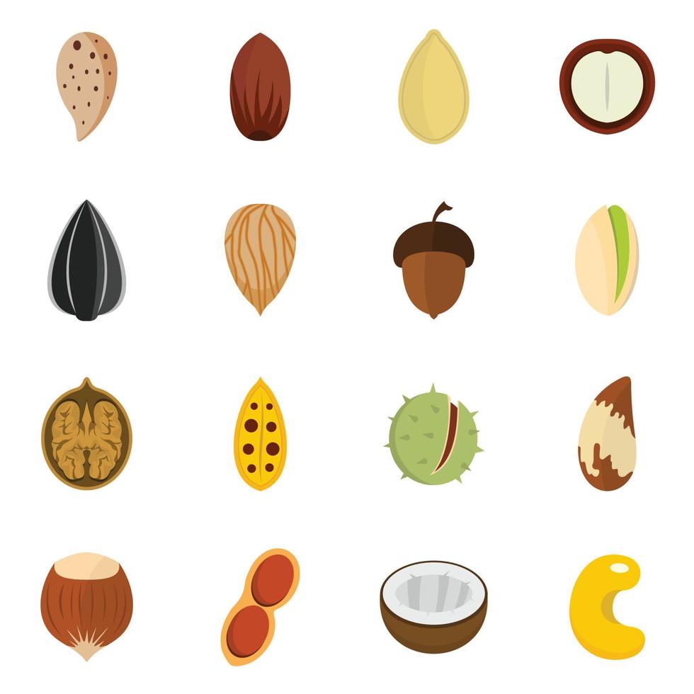 Nuts icons set vector flat