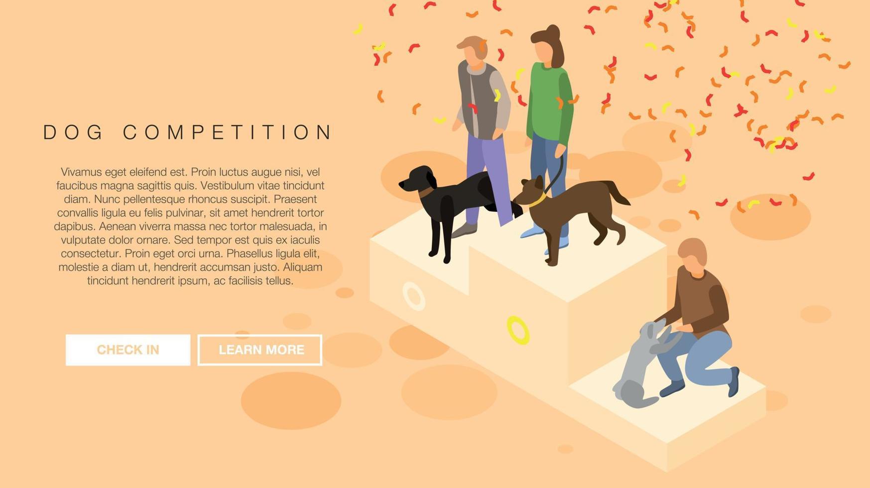 Dog competition concept banner, isometric style vector