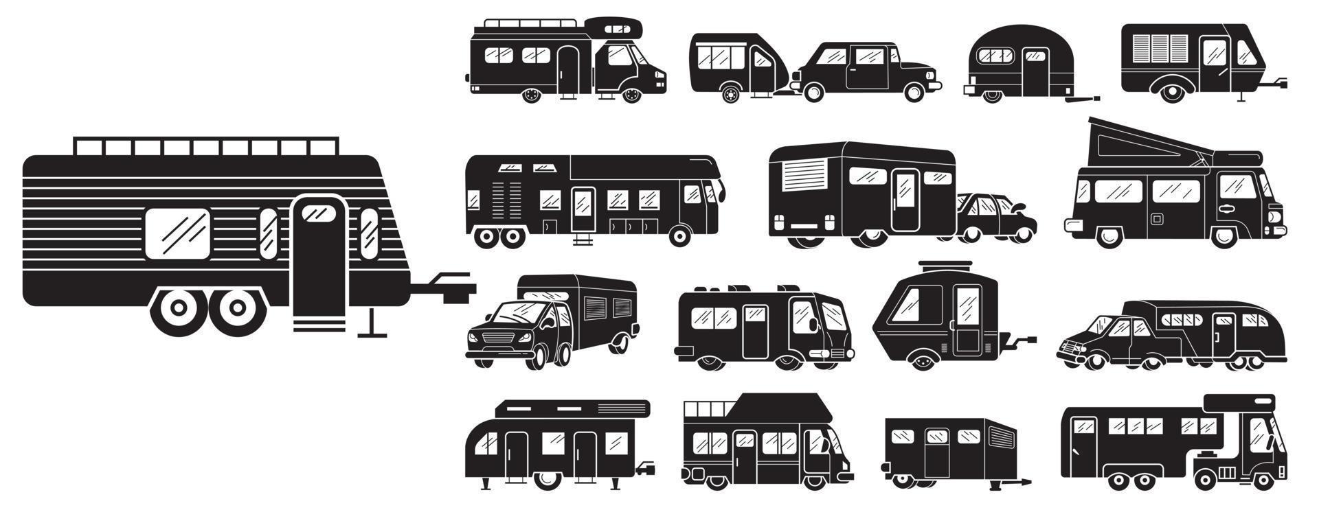 Motorhome icons set, simple style vector