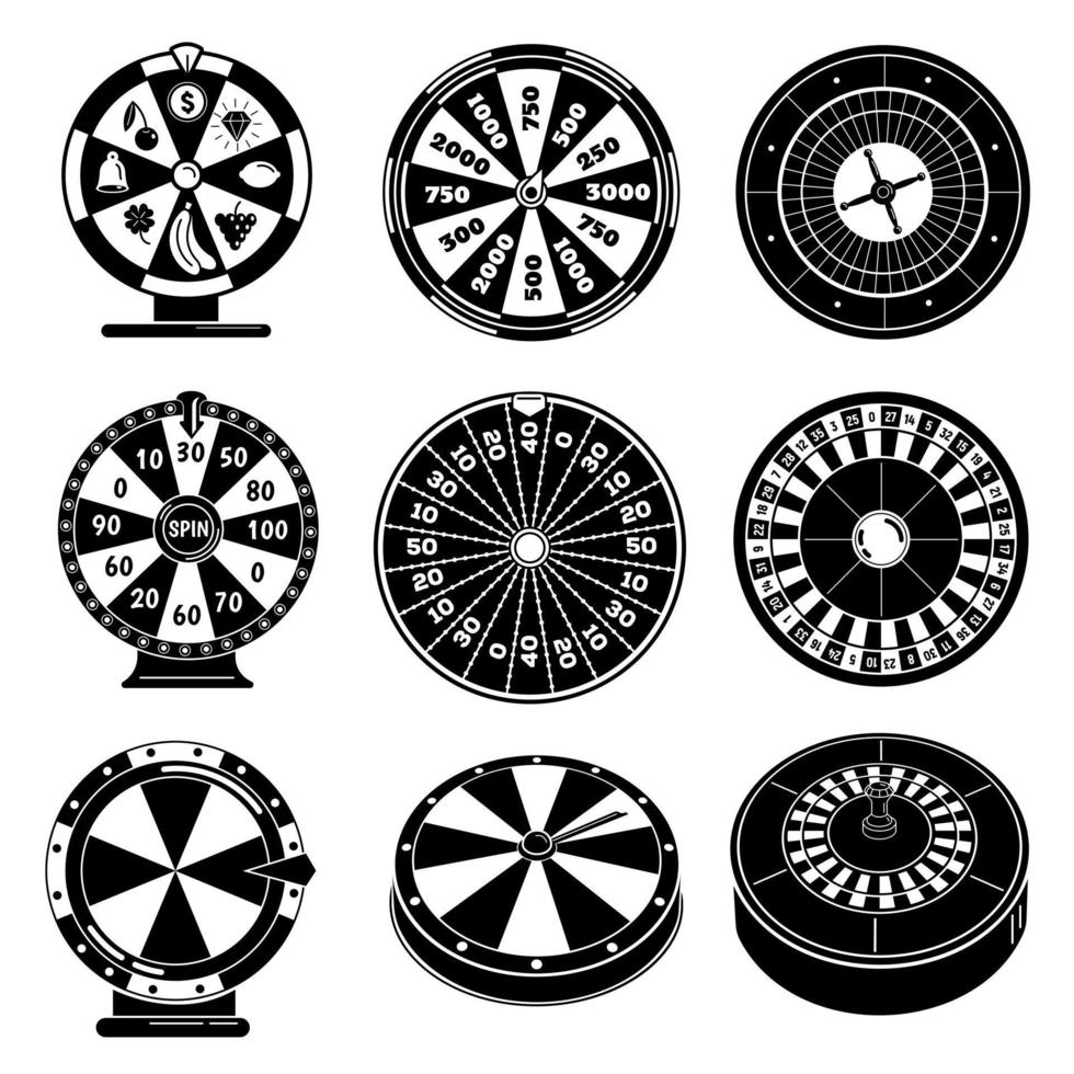 conjunto de iconos de ruleta, estilo simple vector