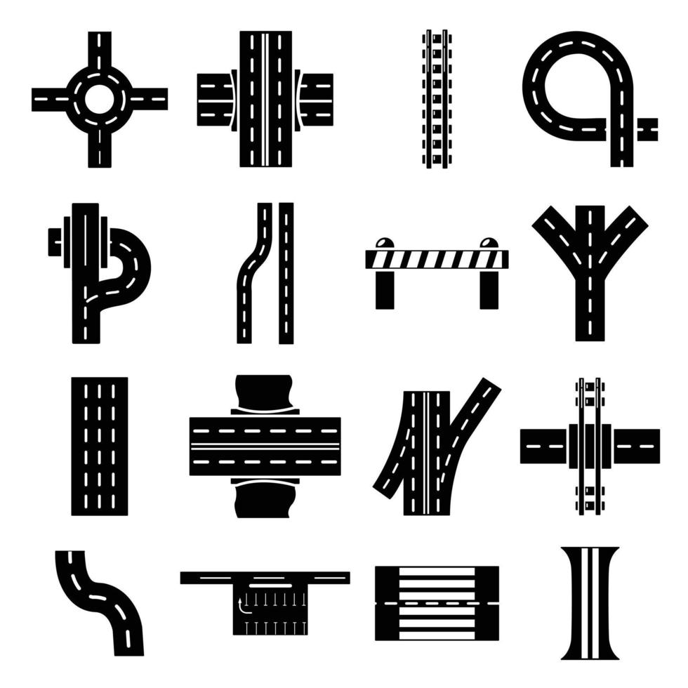 Road parts constructor icons set, simple style vector