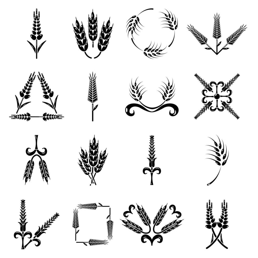 Ear corn icons set, simple style vector