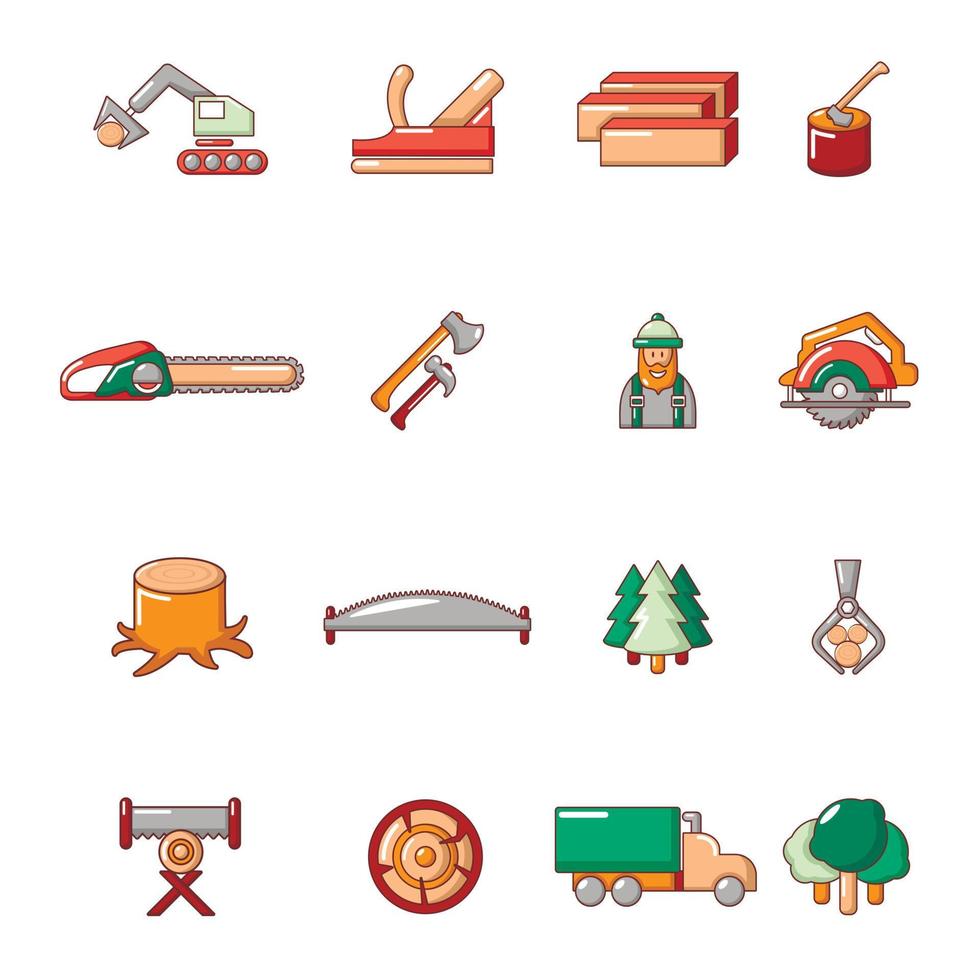 Timber industry icons set, cartoon style 8988338 Vector Art at Vecteezy