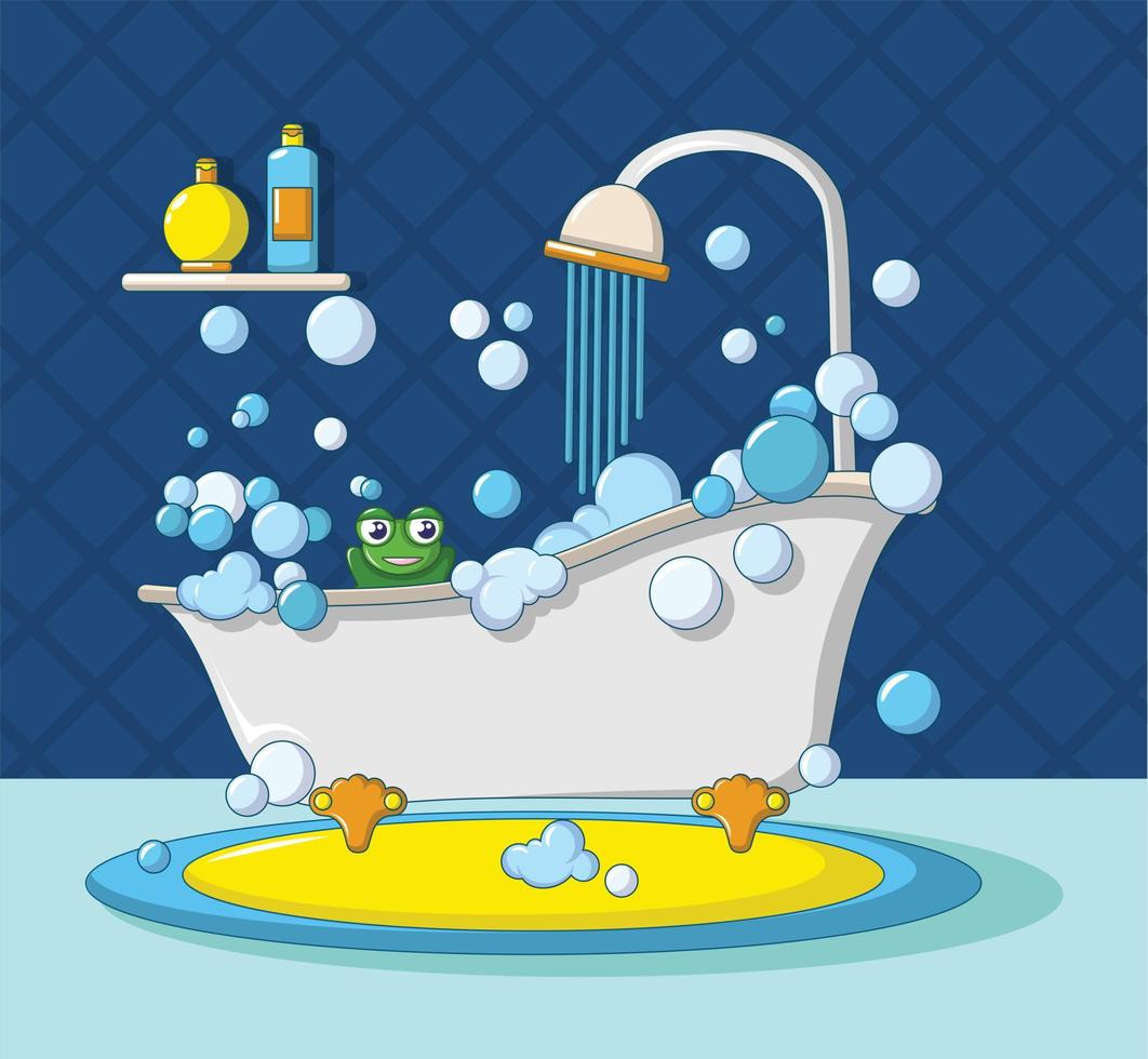 icono de baño, estilo de dibujos animados vector