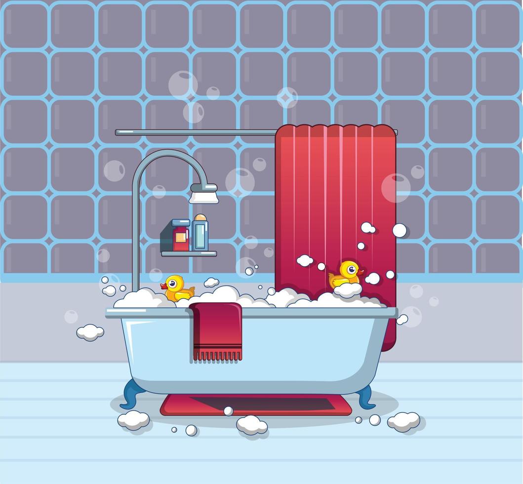 Home bathroom icon, cartoon style vector