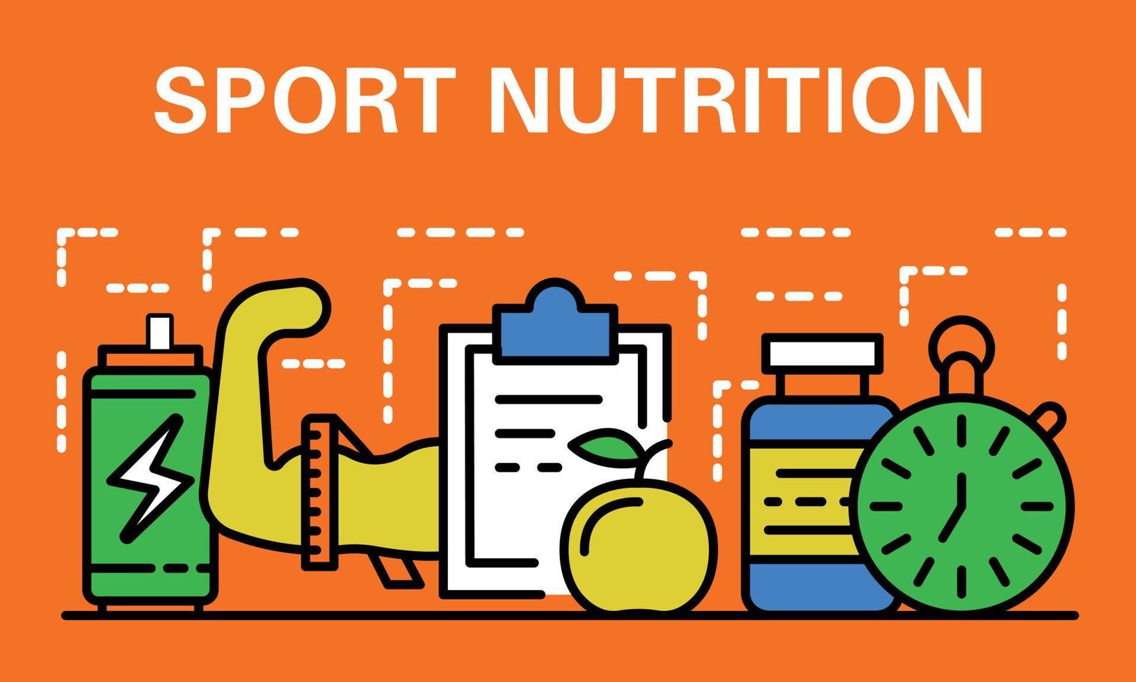 banner de nutrición deportiva, estilo de esquema vector