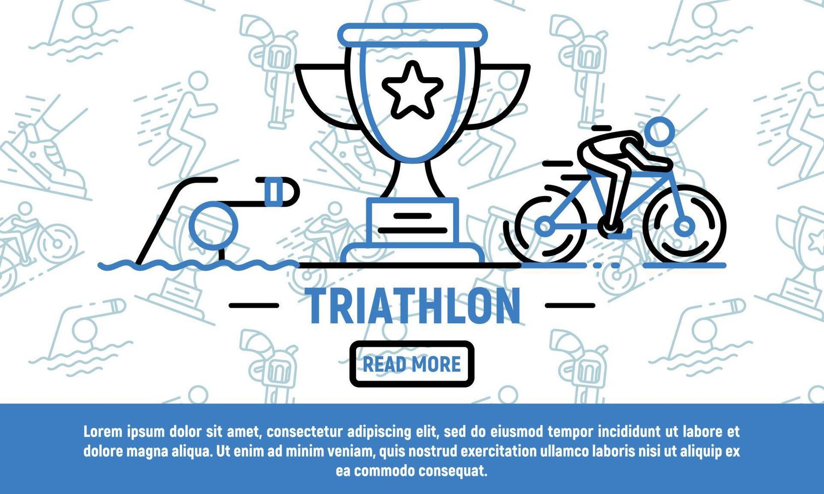 banner de triatlón deportivo, estilo de esquema vector