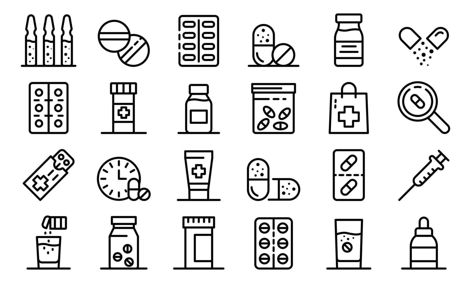 Antibiotic icons set, outline style vector
