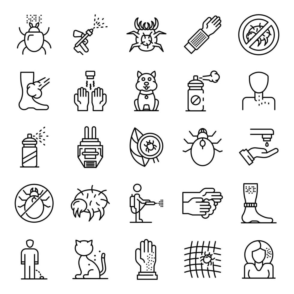 Mite icons set, outline style vector