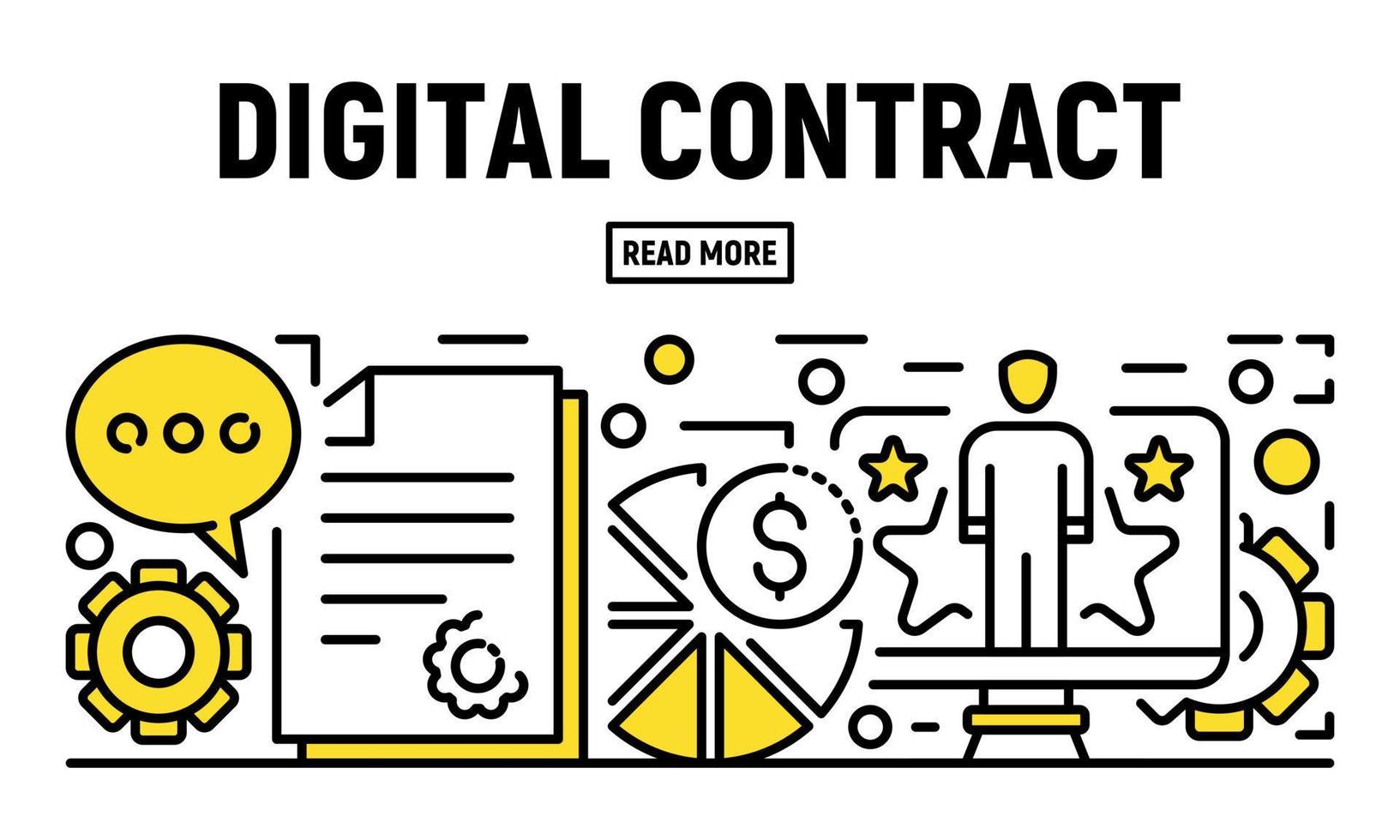 Modern digital contract banner, outline style vector
