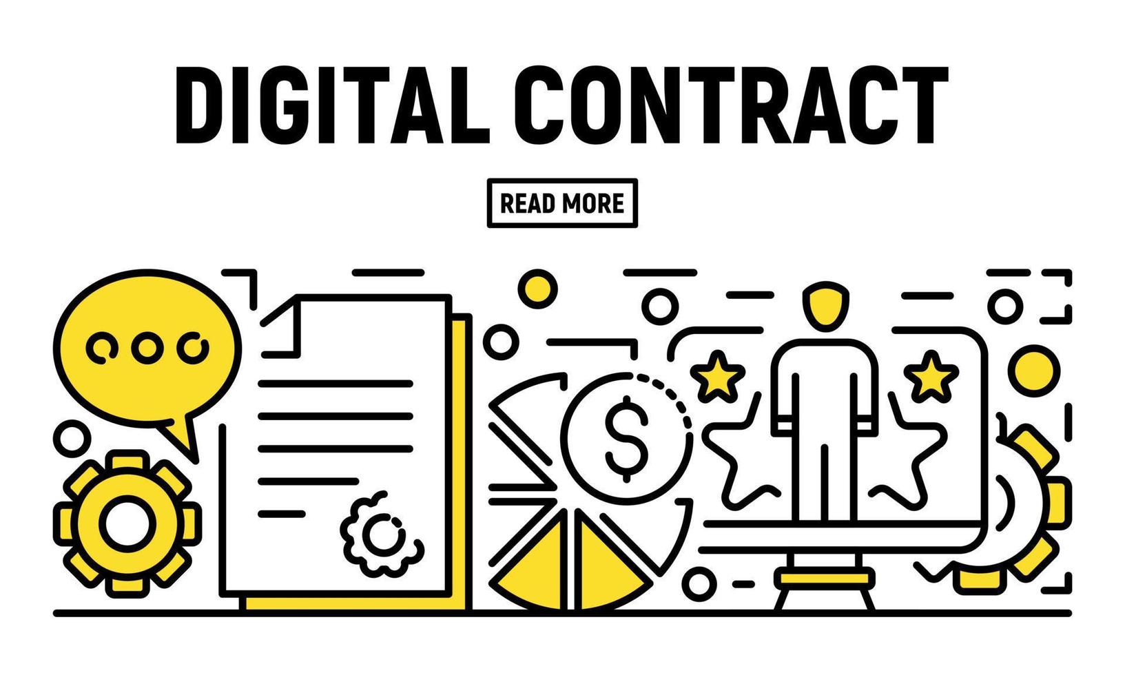 banner de contrato digital moderno, estilo de esquema vector