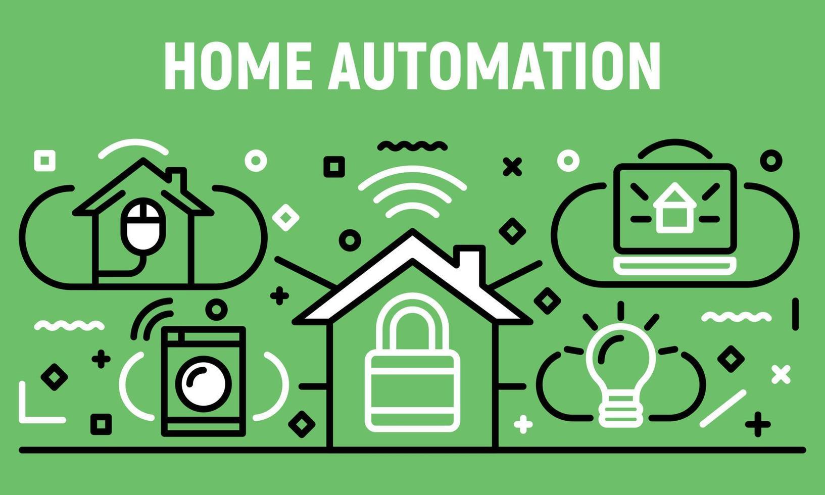 Home automation banner, outline style vector