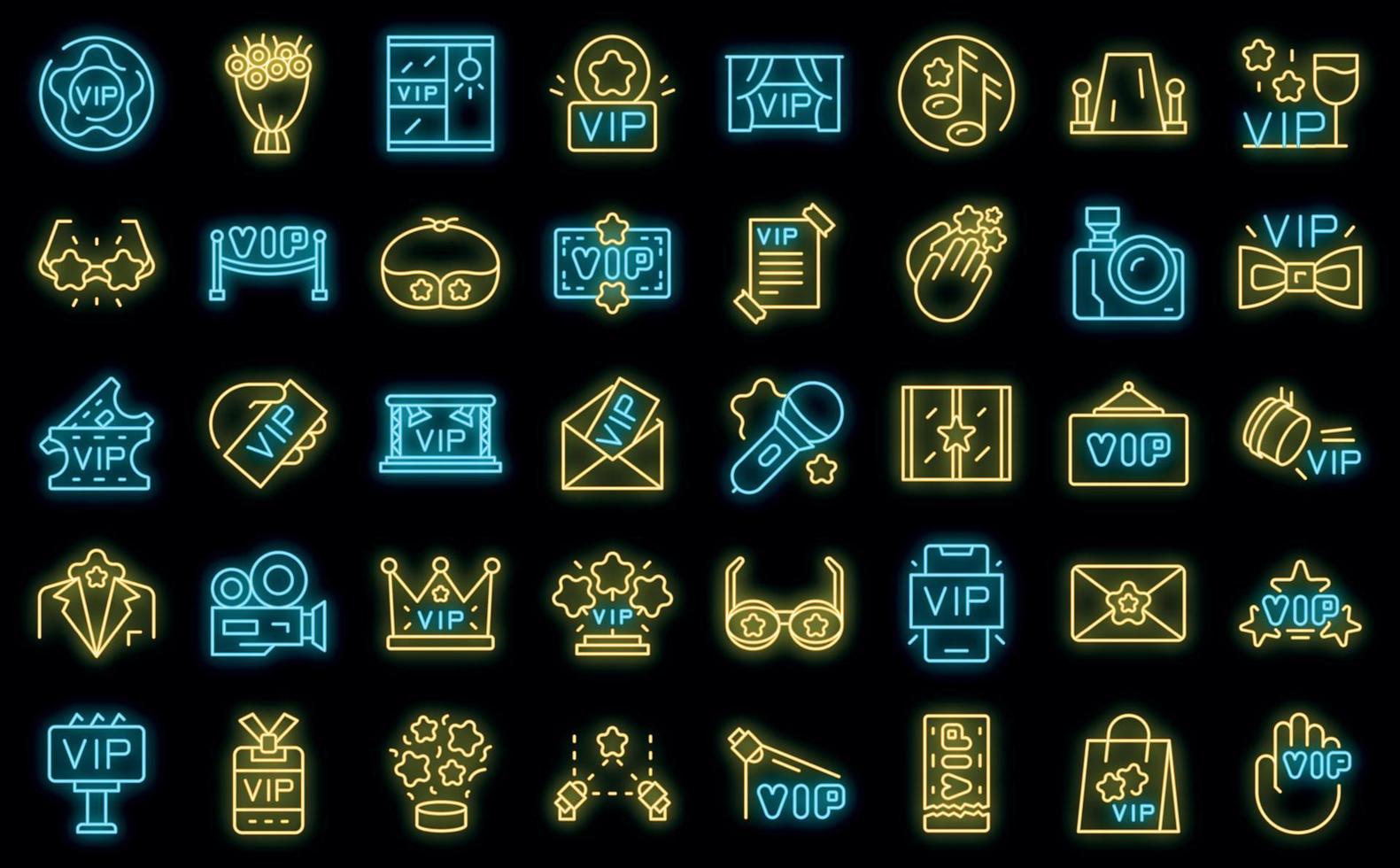 Vip event icons set outline vector. Member club vector neon