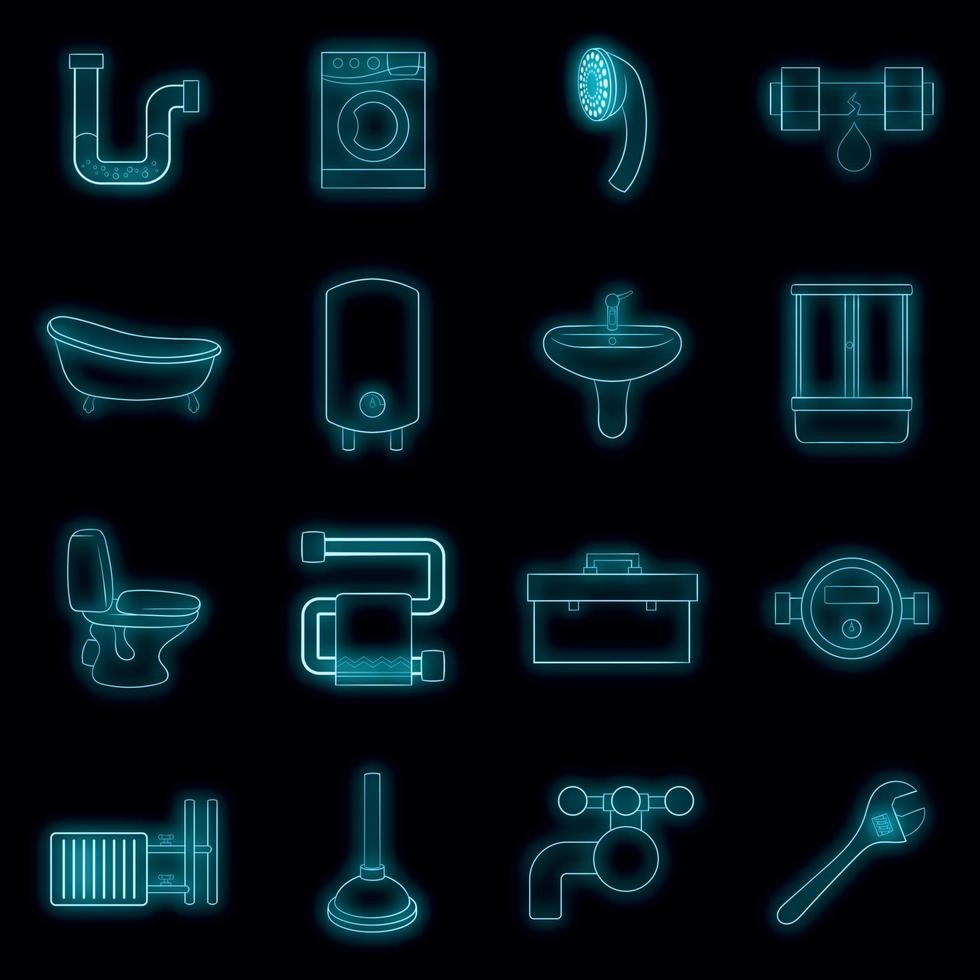 conjunto de iconos de baño neón vectorial vector