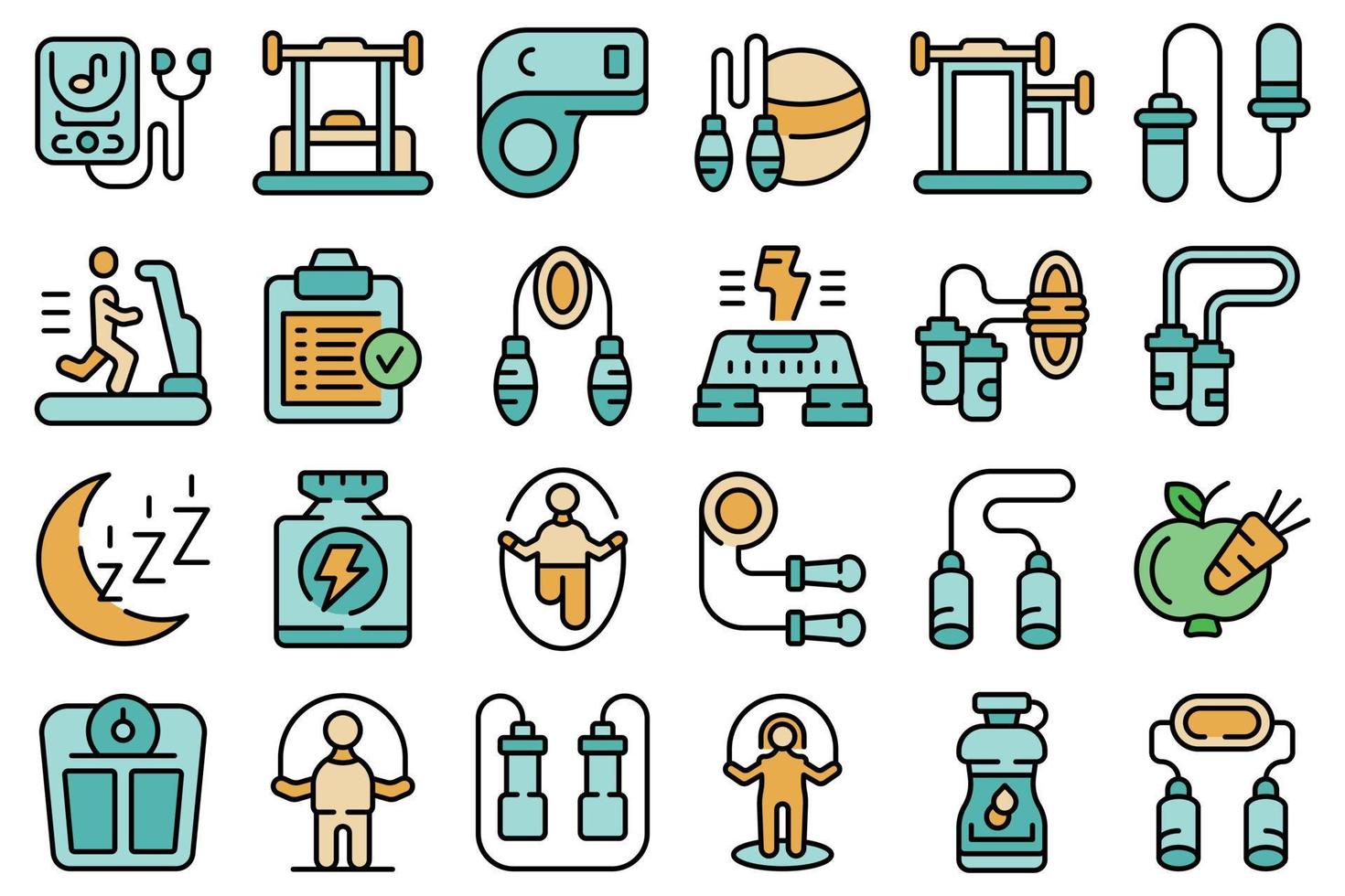 Jump rope icons set vector flat