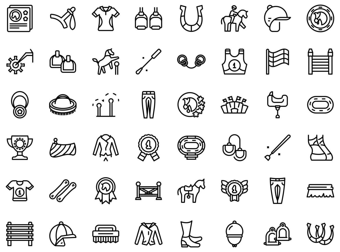 Hippodrome icons set outline vector. Horse track vector