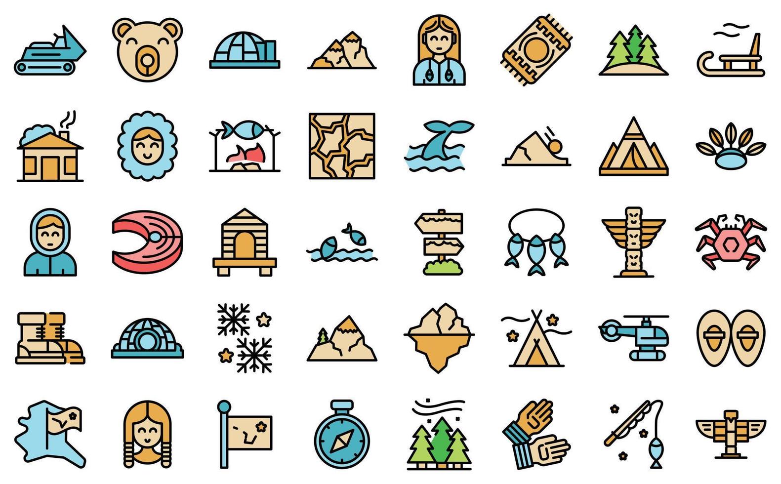 conjunto de iconos de alaska vector plano