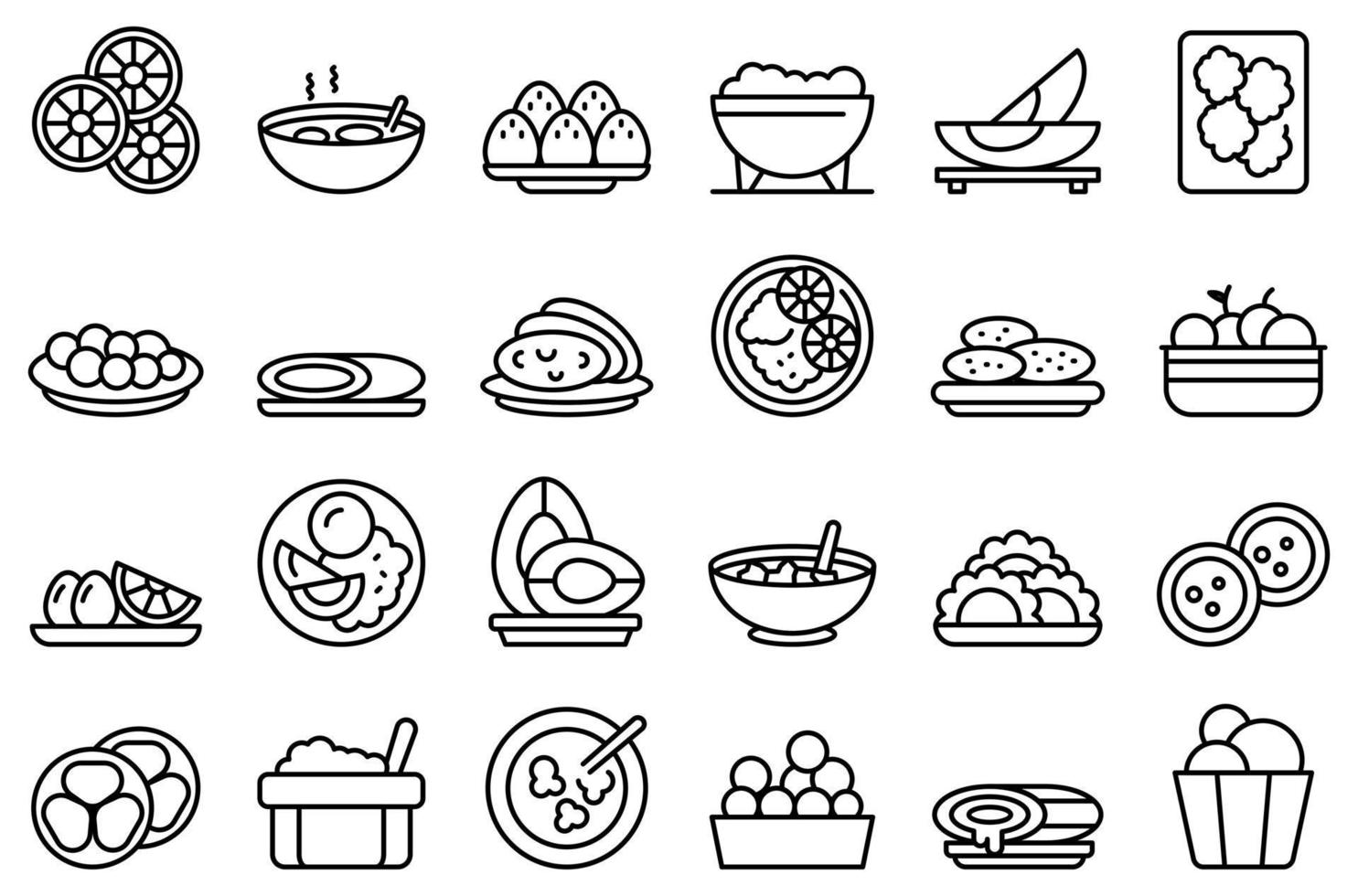 Brazilian culinary icons set outline vector. Arancini bread vector