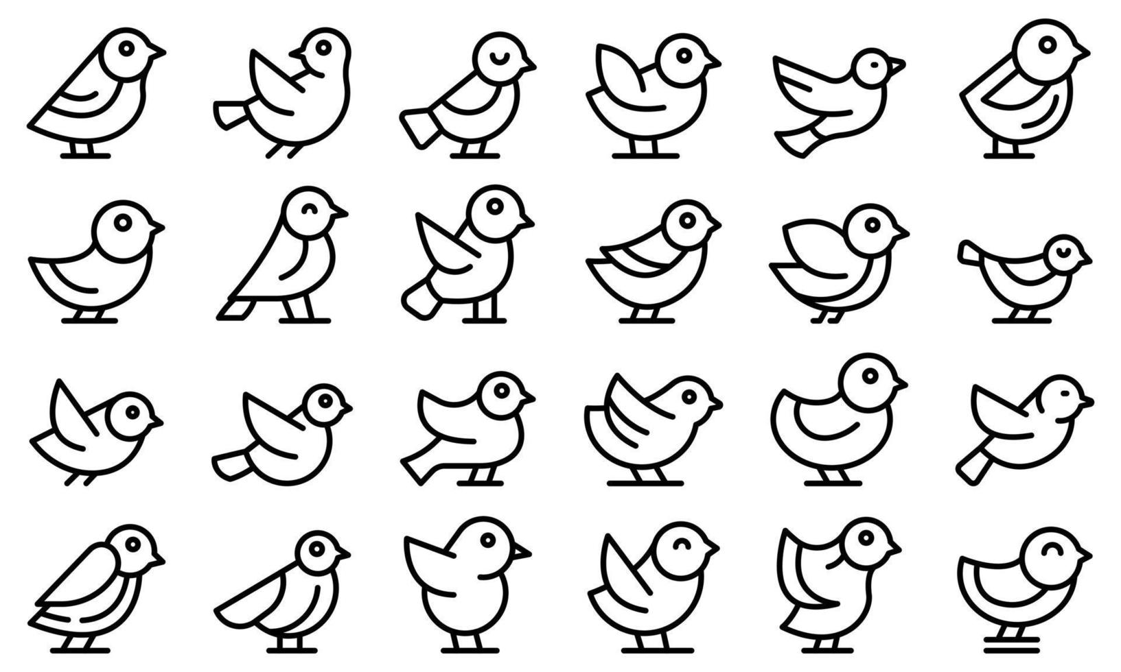 Sparrow icons set outline vector. Fly bird vector