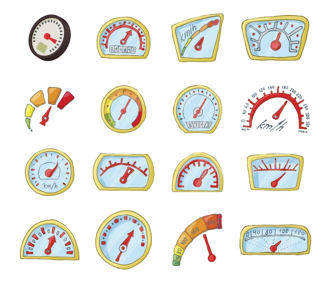 Dash board icon set, cartoon style vector