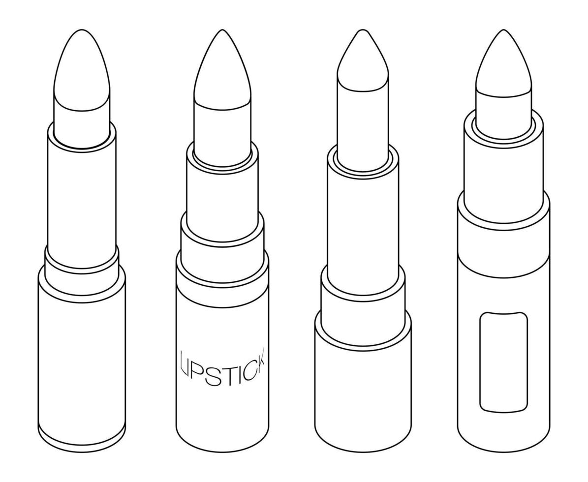 Lipstick icons set vector outine